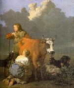 Karel Dujardin Woman Milking a Red Cow oil painting picture wholesale